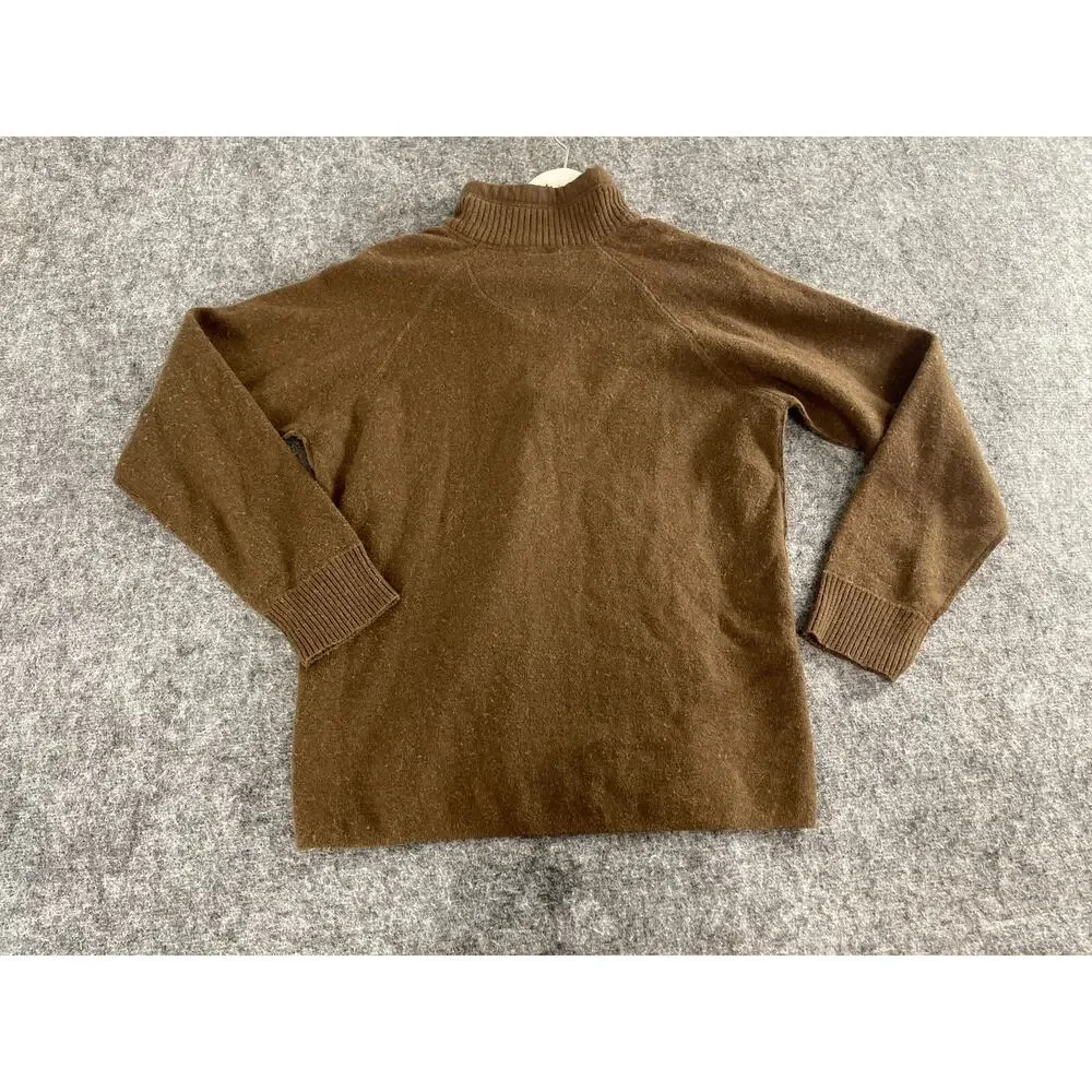 The North Face Sweater Mens Medium Brown Wool Blend Quarter Zip Pullover N192